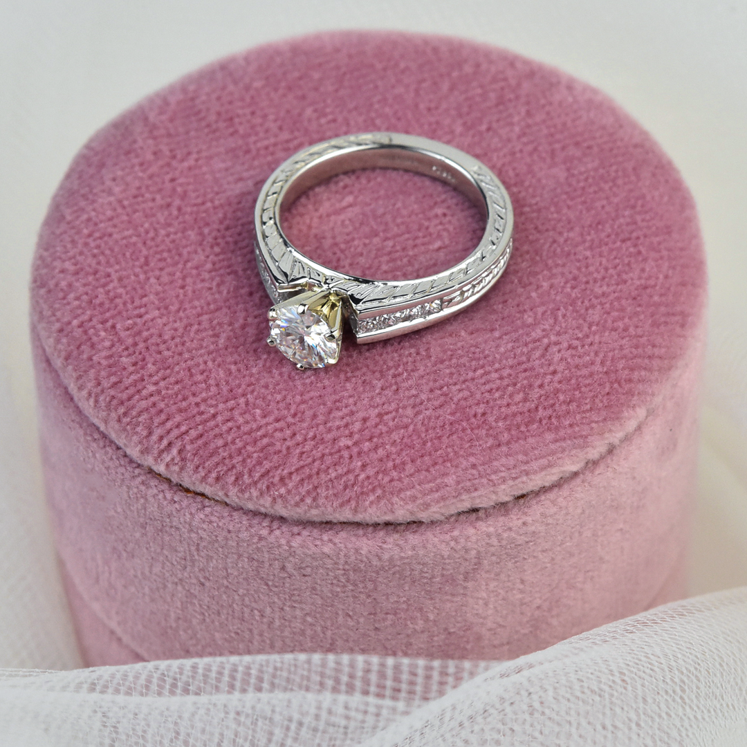 Moissanite and Platinum Engagement Ring - Goldmakers Fine Jewelry