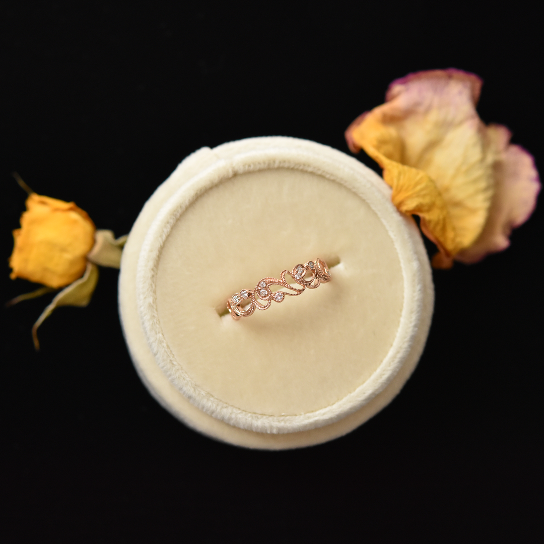 Victorian Ivy Diamond Band in Rose Gold - Goldmakers Fine Jewelry