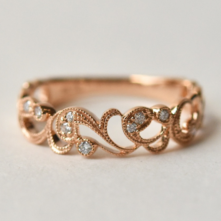 Victorian Ivy Diamond Band in Rose Gold - Goldmakers Fine Jewelry