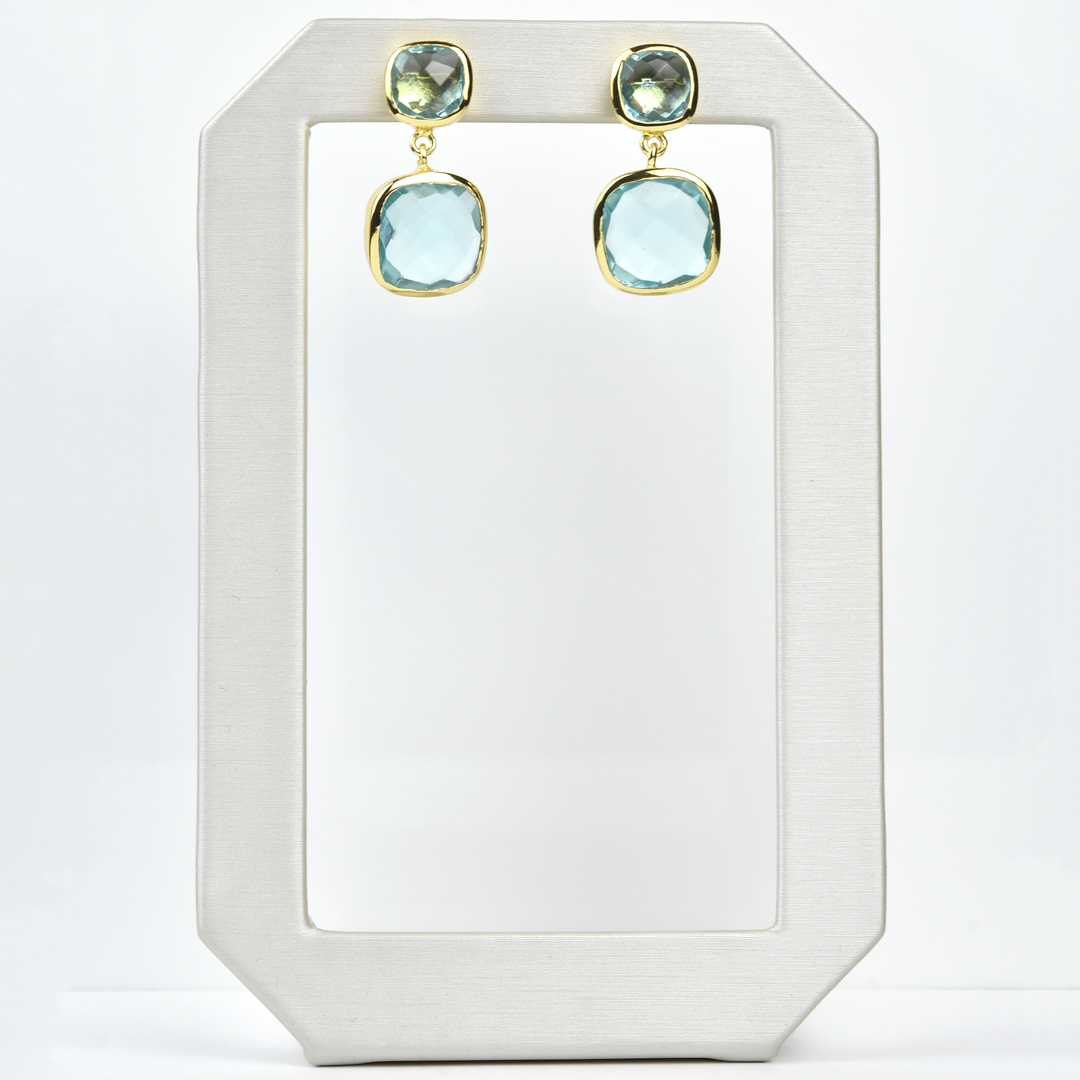 Cushion Cut Blue Topaz Drops - Goldmakers Fine Jewelry