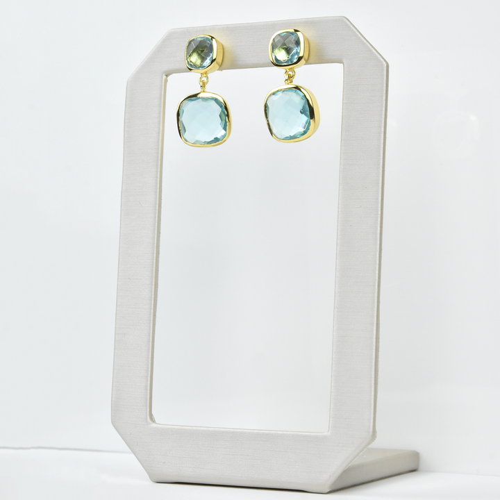 Cushion Cut Blue Topaz Drops - Goldmakers Fine Jewelry