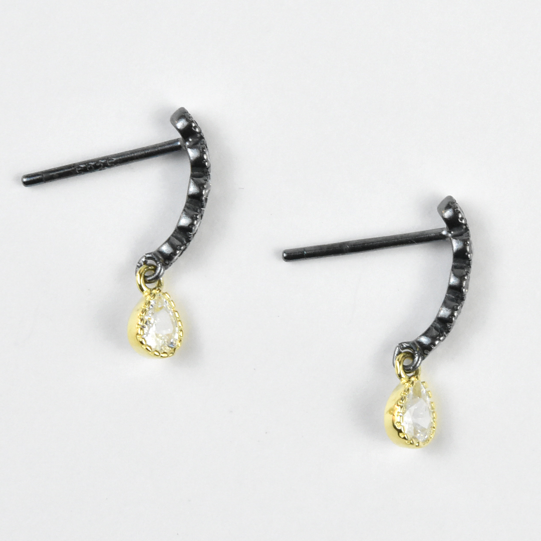 Mixed Metal Crystal Arc Earrings - Goldmakers Fine Jewelry