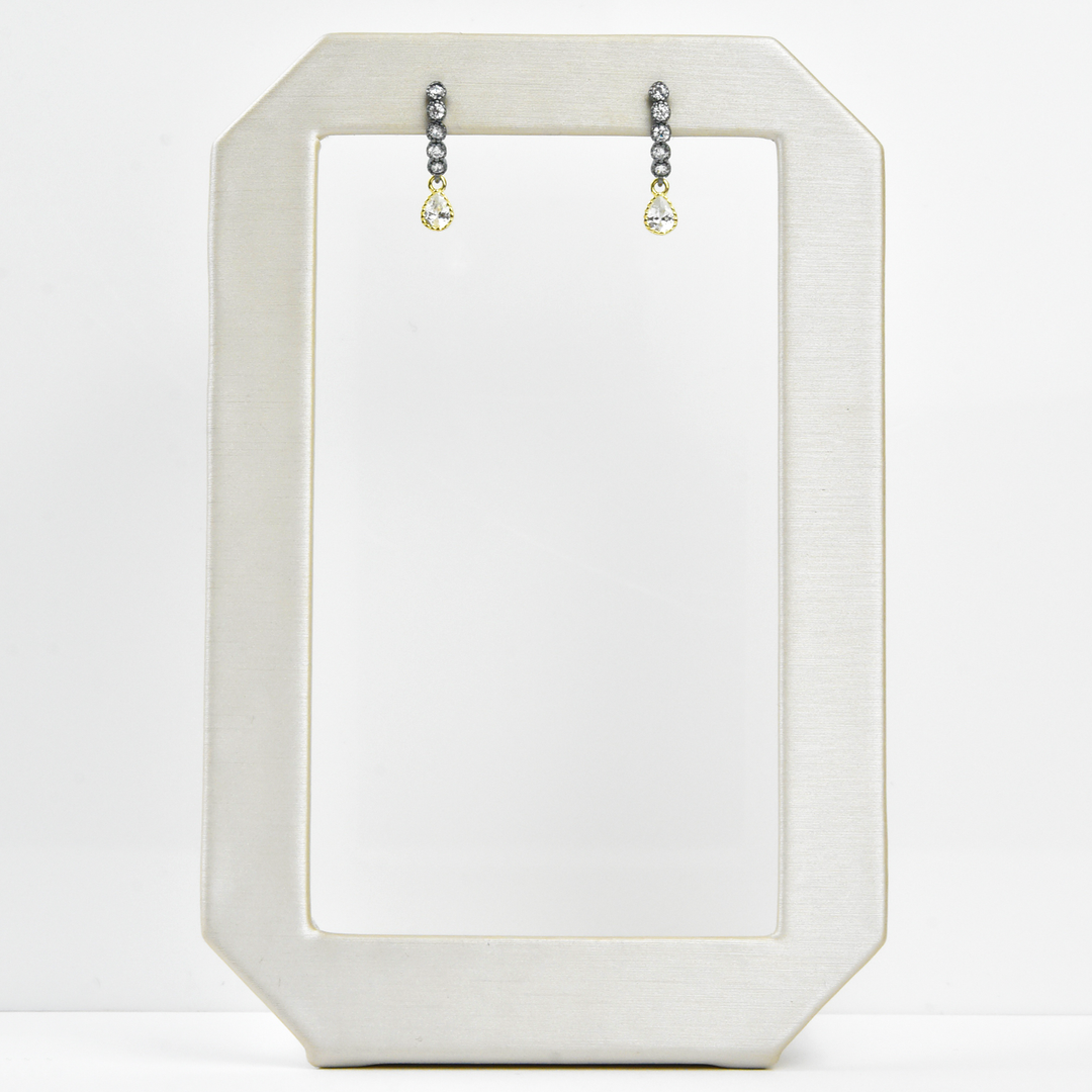 Mixed Metal Crystal Arc Earrings - Goldmakers Fine Jewelry