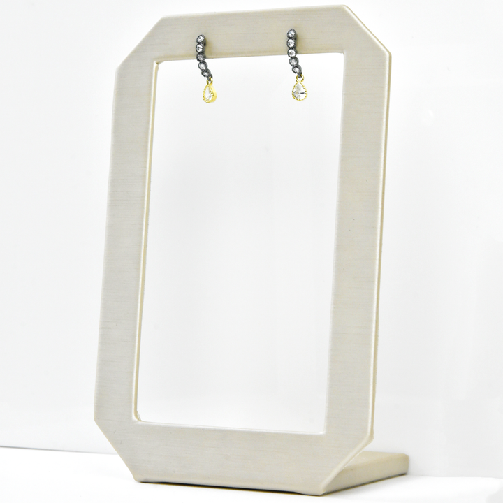 Mixed Metal Crystal Arc Earrings - Goldmakers Fine Jewelry