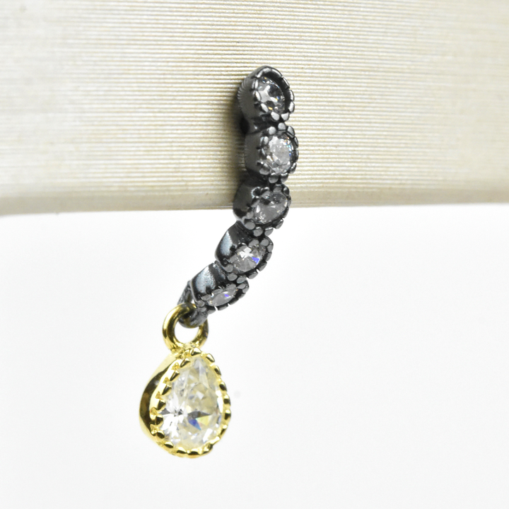 Mixed Metal Crystal Arc Earrings - Goldmakers Fine Jewelry