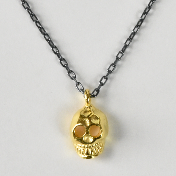 Memento Mori Necklace in Vermeil and Oxidized Sterling Silver - Goldmakers Fine Jewelry