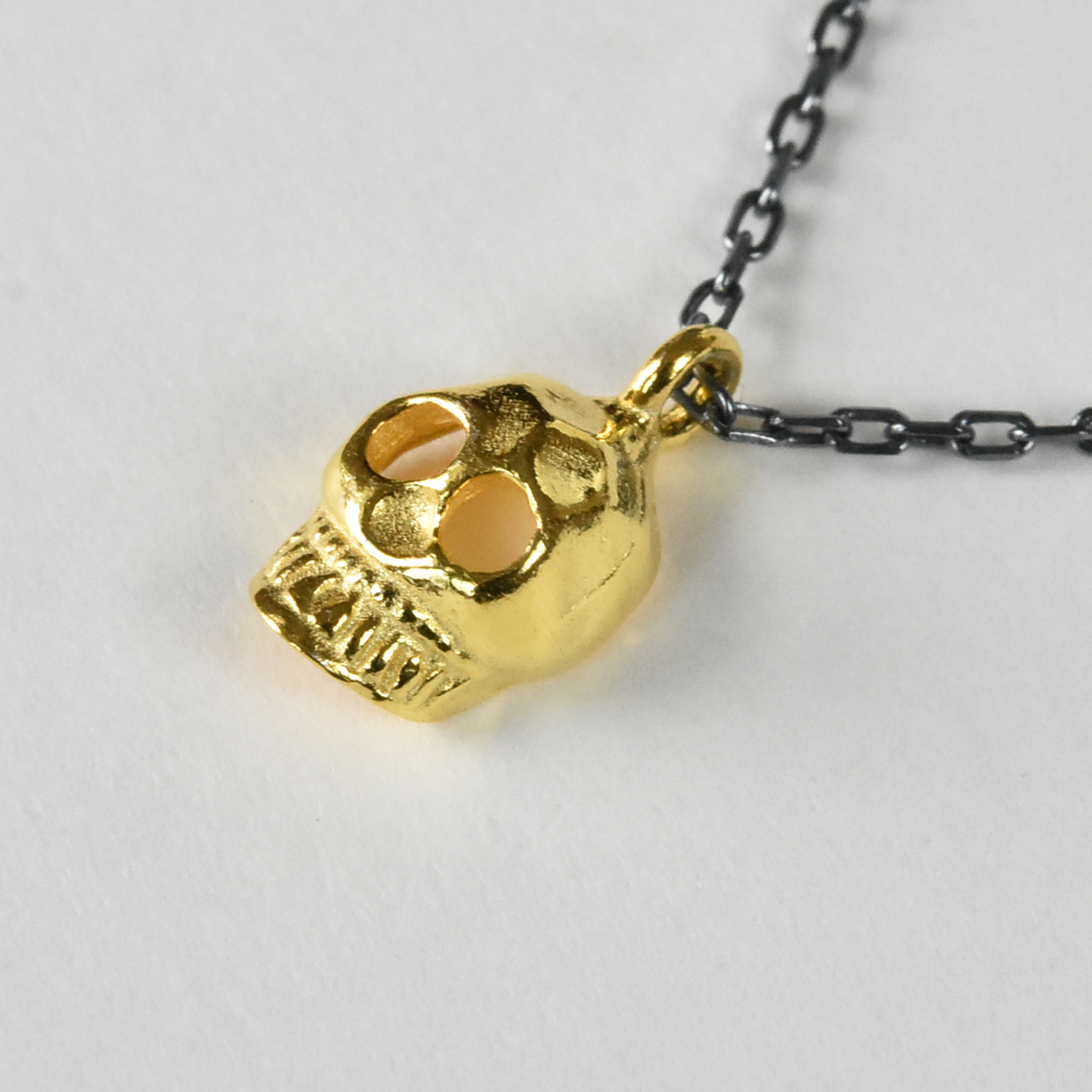 Memento Mori Necklace in Vermeil and Oxidized Sterling Silver - Goldmakers Fine Jewelry