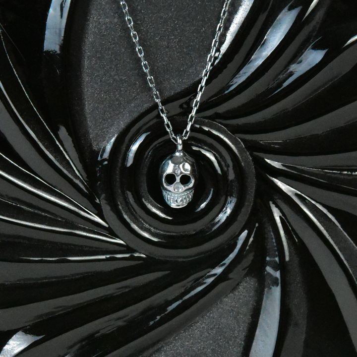 Memento Mori Necklace in Oxidized Sterling Silver - Goldmakers Fine Jewelry