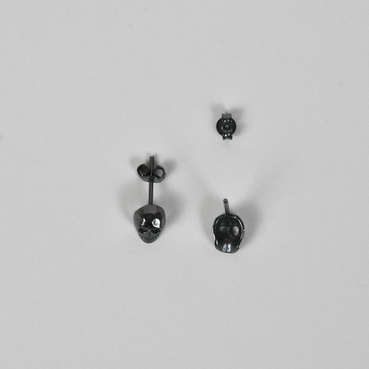 Oxidized Silver Memento Mori Post Earrings - Goldmakers Fine Jewelry
