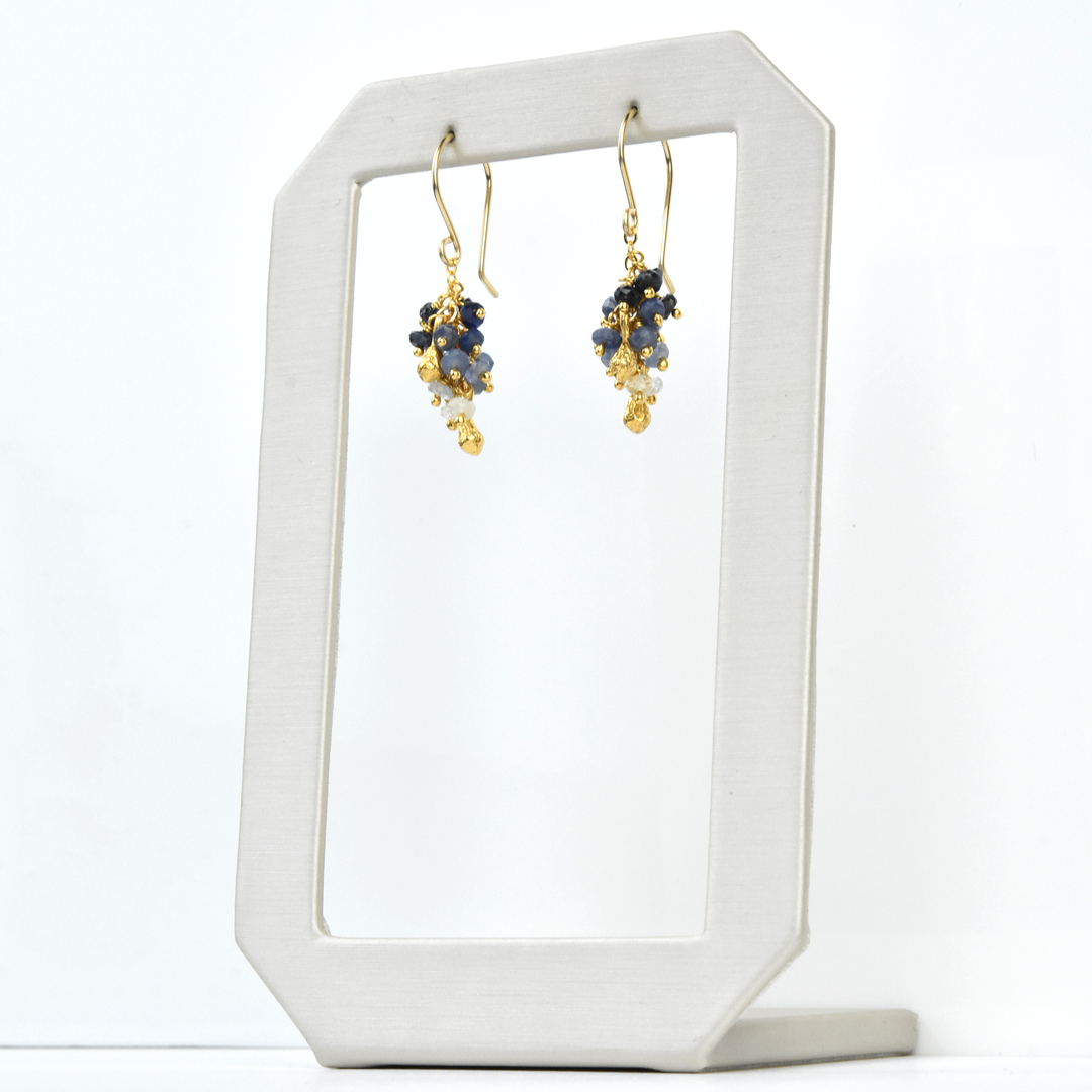 Sapphire Pod Cluster Earrings - Goldmakers Fine Jewelry