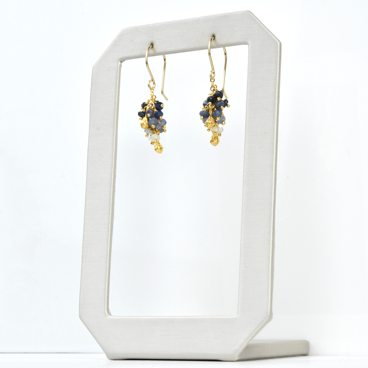 Sapphire Pod Cluster Earrings - Goldmakers Fine Jewelry