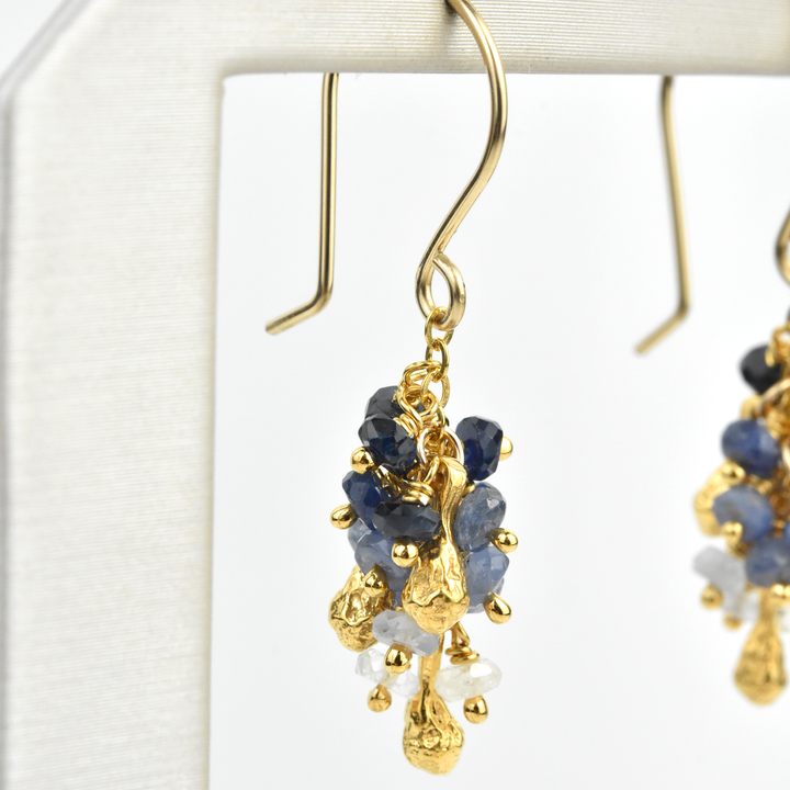 Sapphire Pod Cluster Earrings - Goldmakers Fine Jewelry
