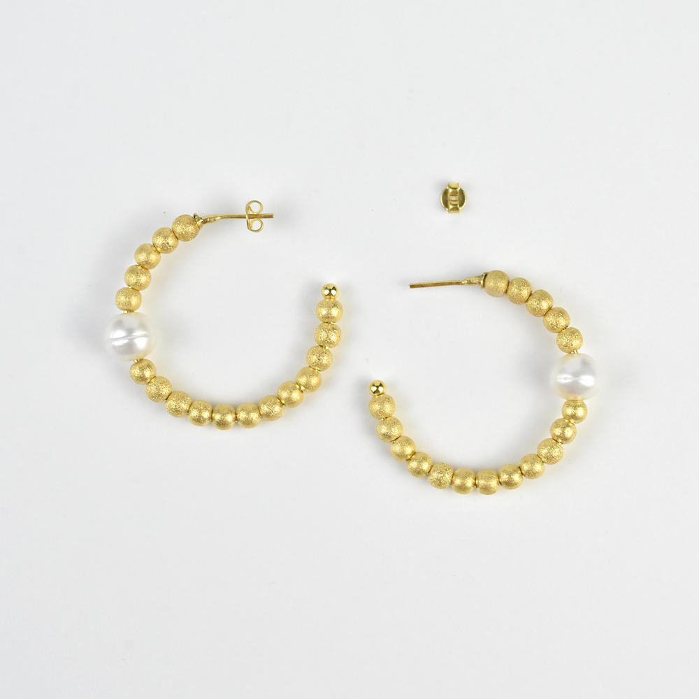 Pearl and Beaded Hoops - Goldmakers Fine Jewelry