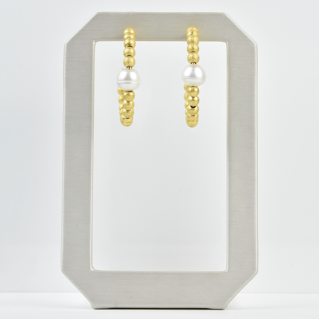 Pearl and Beaded Hoops - Goldmakers Fine Jewelry