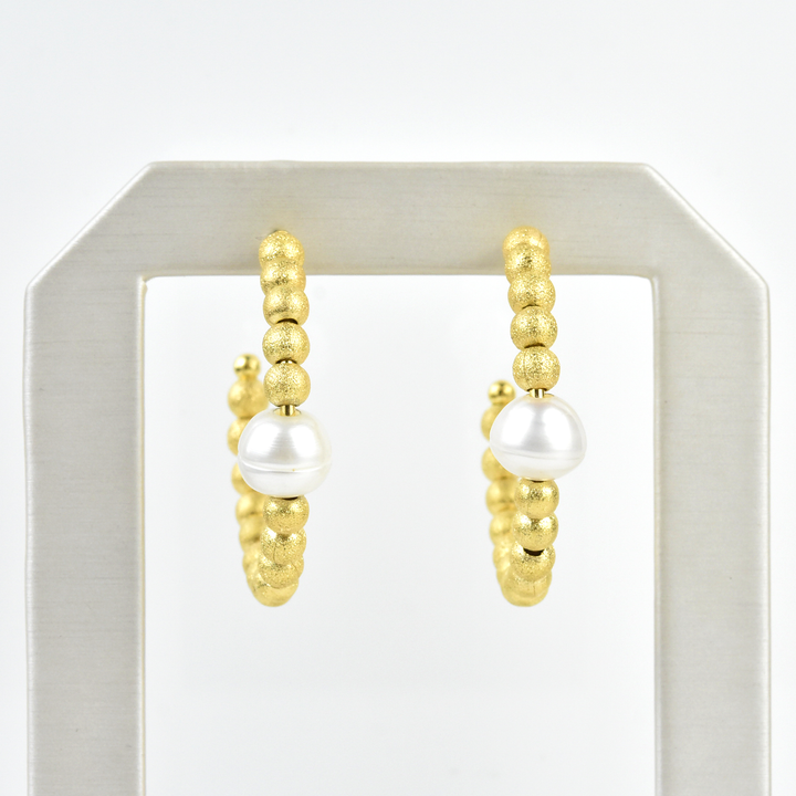 Pearl and Beaded Hoops - Goldmakers Fine Jewelry
