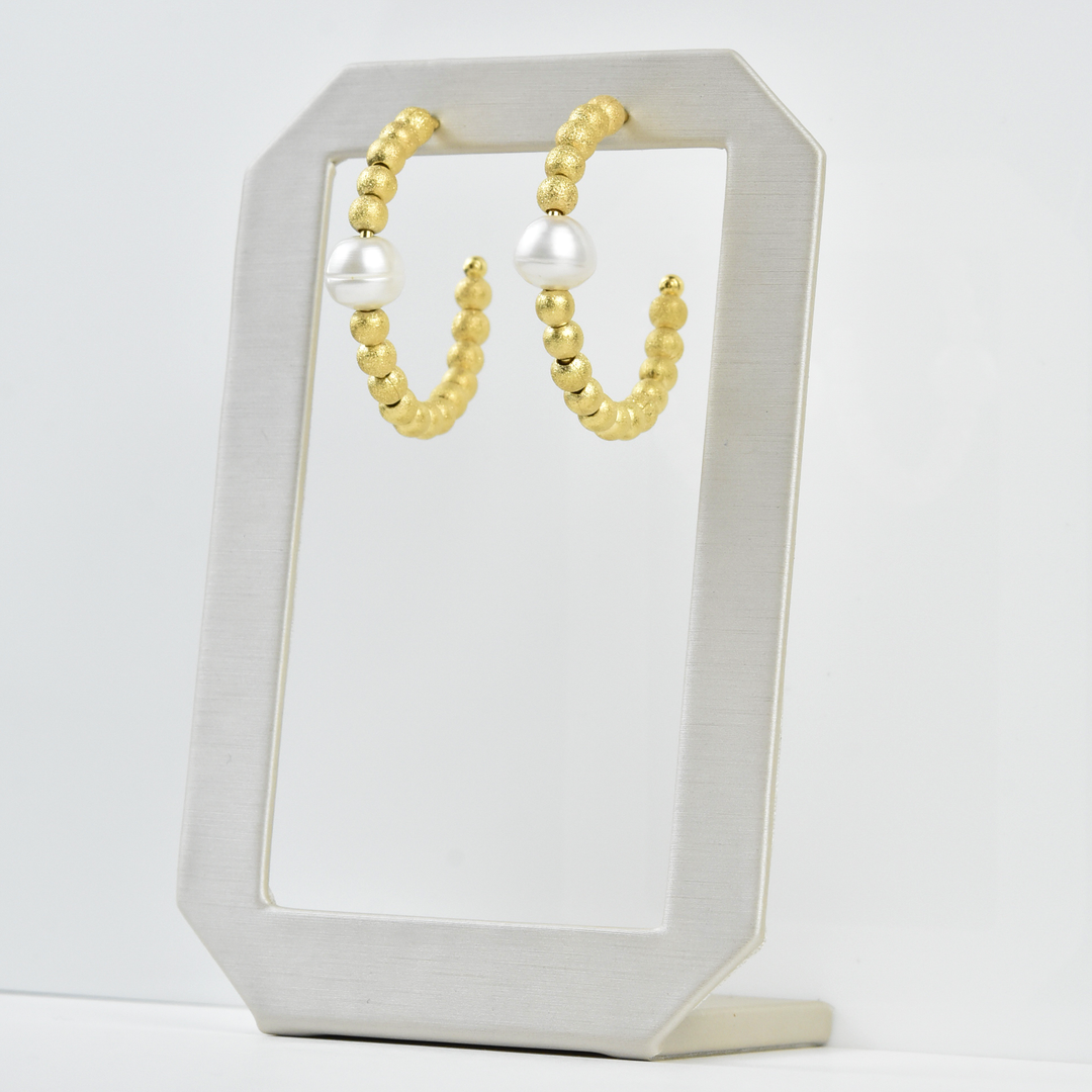 Pearl and Beaded Hoops - Goldmakers Fine Jewelry