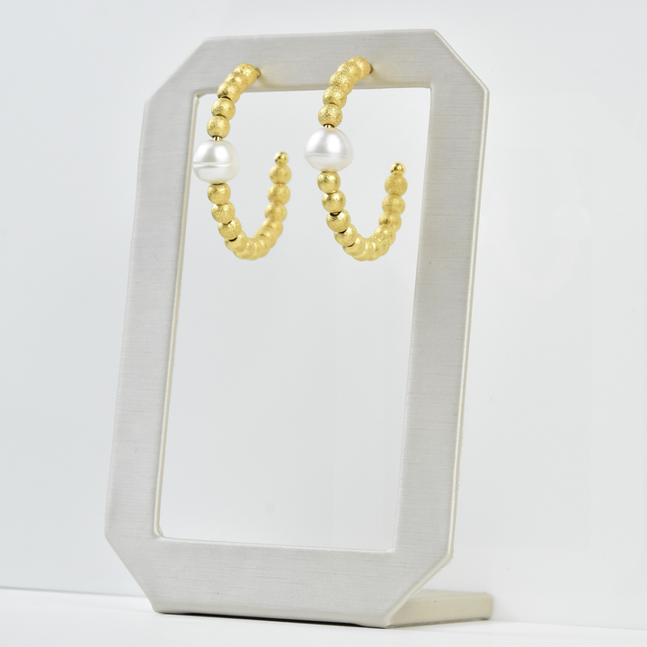 Pearl and Beaded Hoops - Goldmakers Fine Jewelry