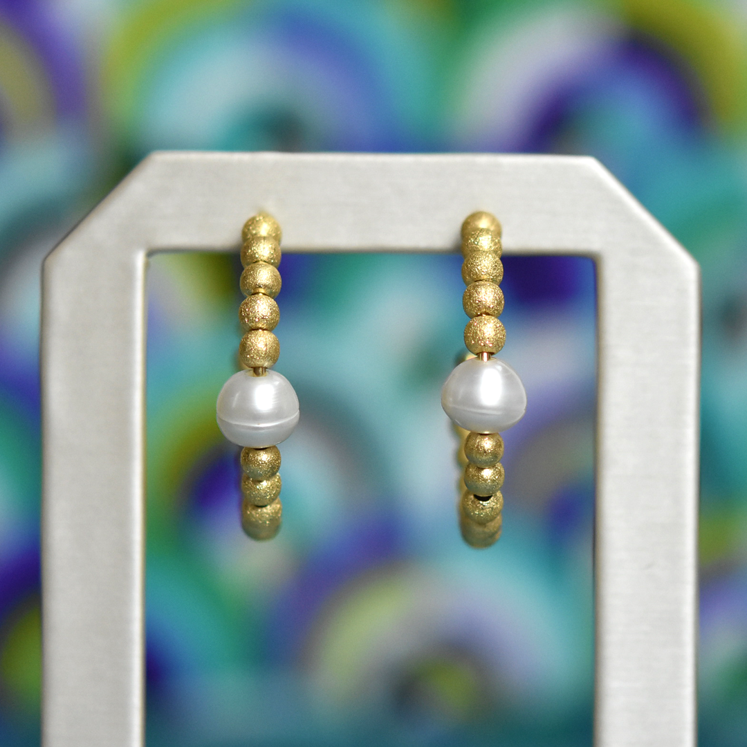 Pearl and Beaded Hoops - Goldmakers Fine Jewelry