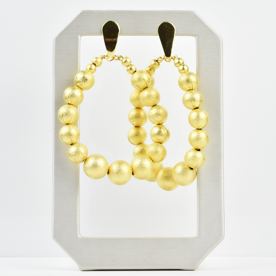 Oval Beaded Statement Earrings - Goldmakers Fine Jewelry