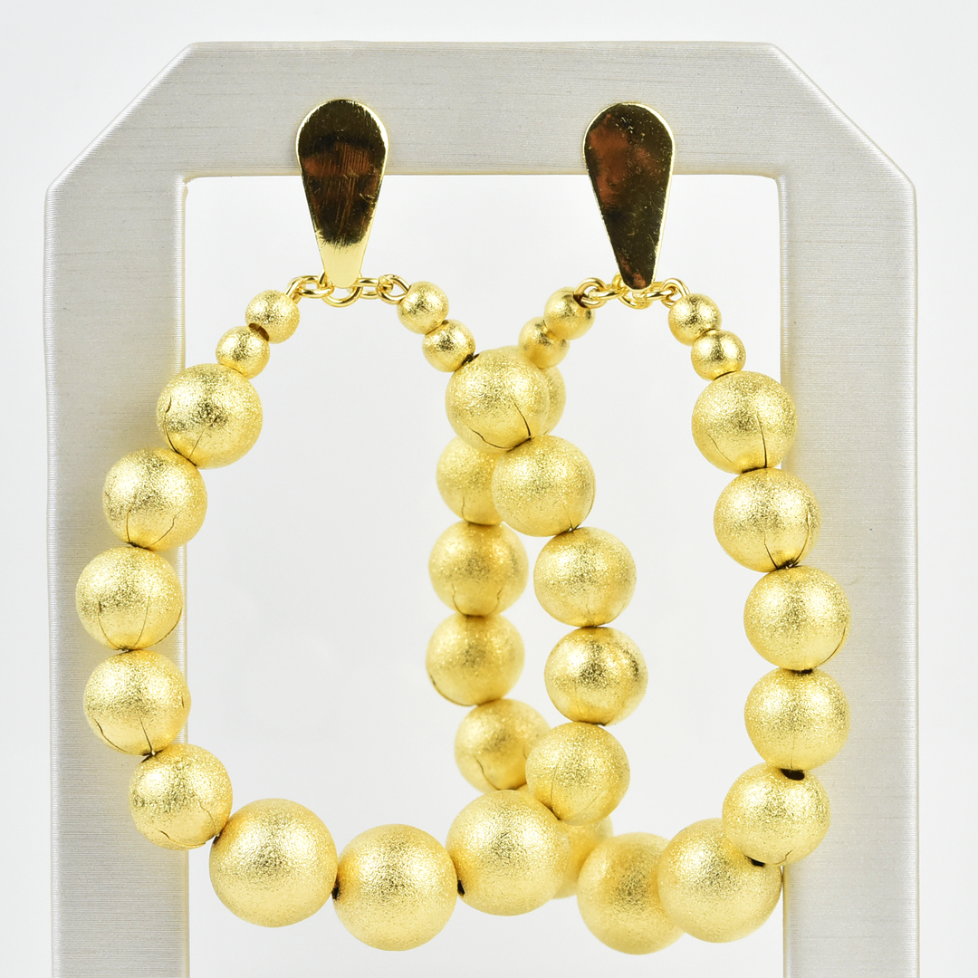 Oval Beaded Statement Earrings - Goldmakers Fine Jewelry