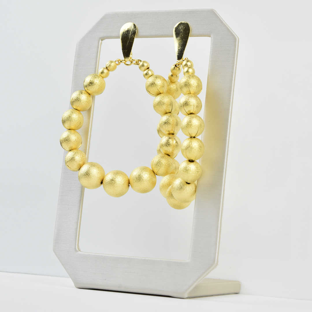 Oval Beaded Statement Earrings - Goldmakers Fine Jewelry