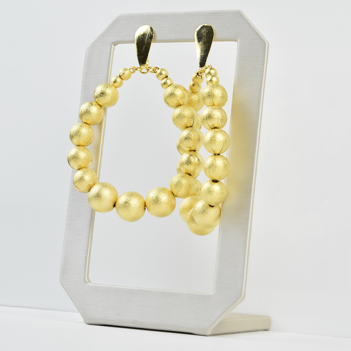 Oval Beaded Statement Earrings - Goldmakers Fine Jewelry
