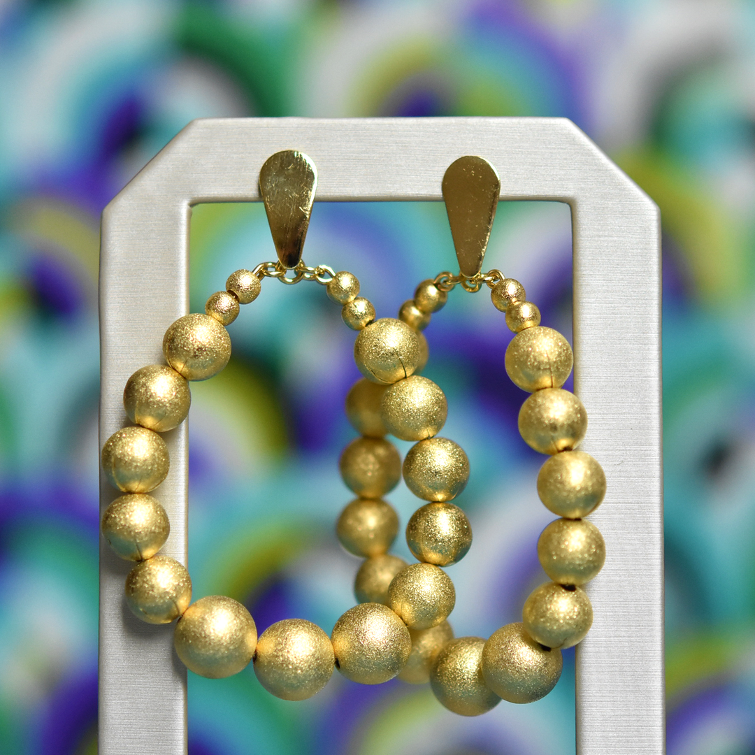 Oval Beaded Statement Earrings - Goldmakers Fine Jewelry