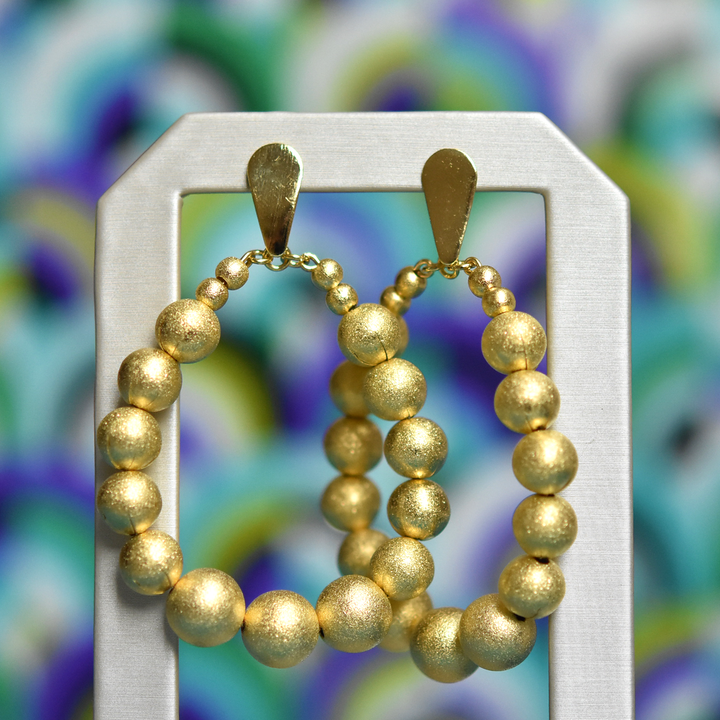 Oval Beaded Statement Earrings - Goldmakers Fine Jewelry