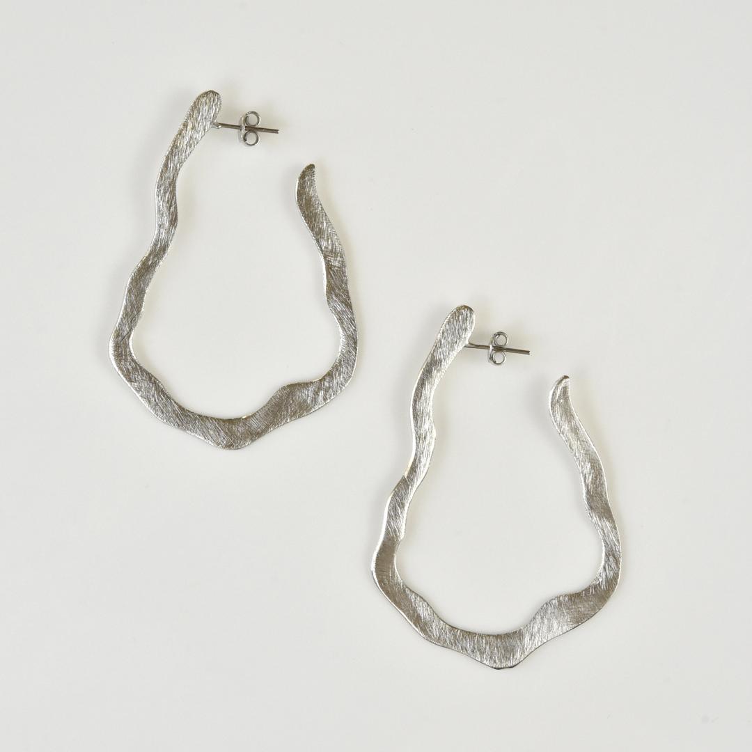 Squiggle Hoop Earrings in Silver Tone - Goldmakers Fine Jewelry