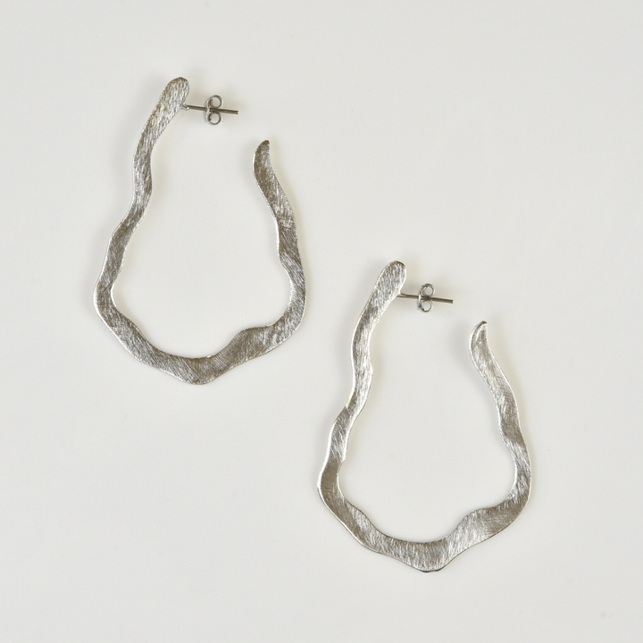 Squiggle Hoop Earrings in Silver Tone - Goldmakers Fine Jewelry