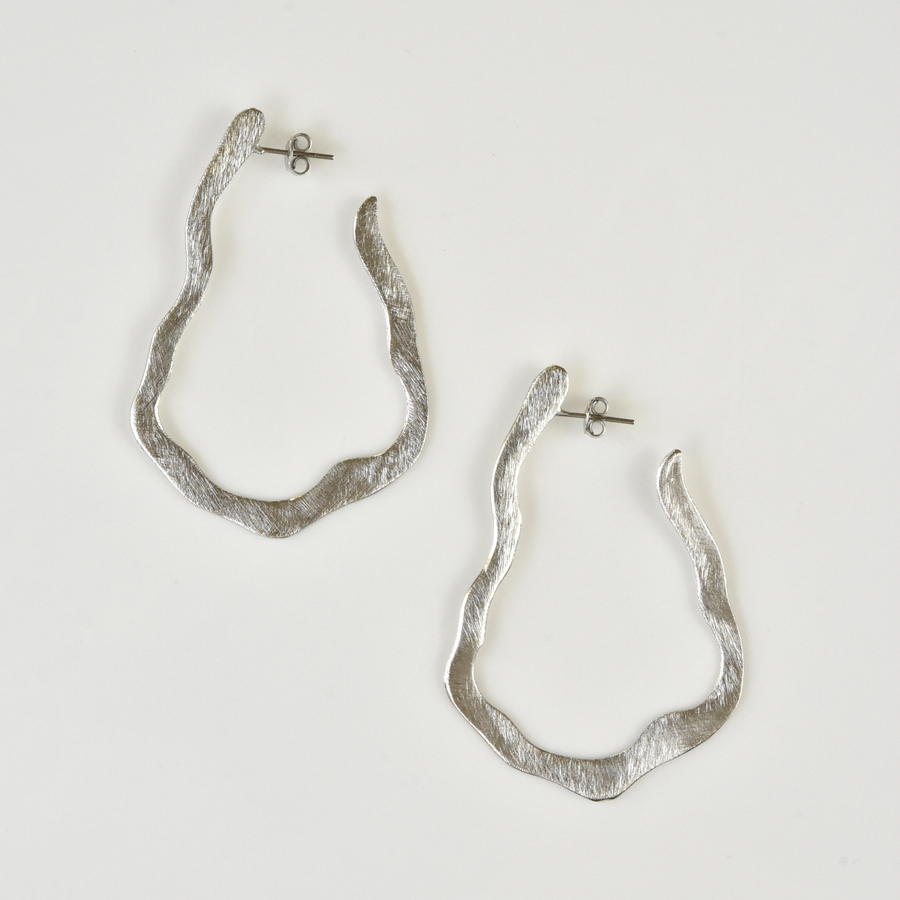 Squiggle Hoop Earrings in Silver Tone - Goldmakers Fine Jewelry