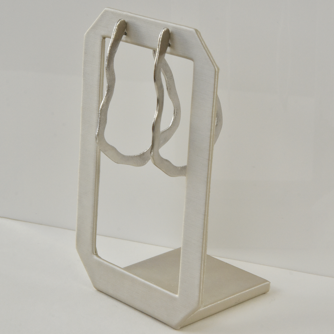 Squiggle Hoop Earrings in Silver Tone - Goldmakers Fine Jewelry