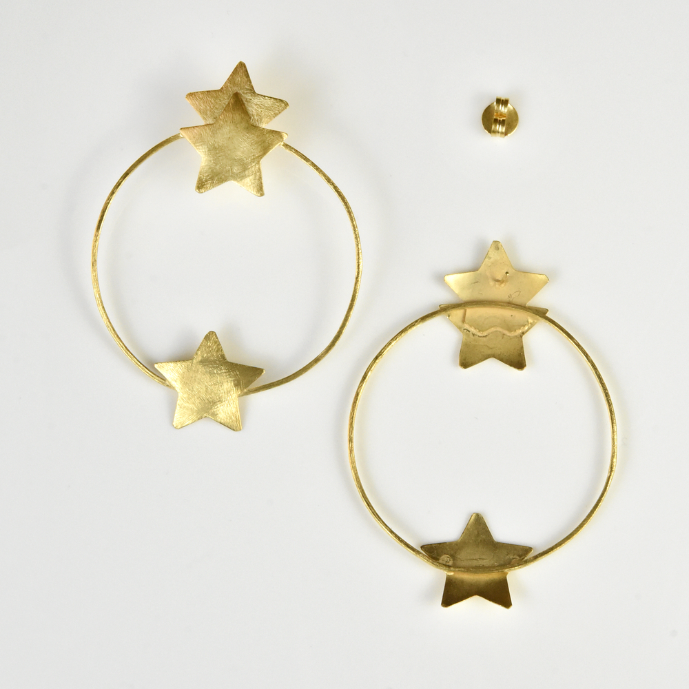 Star Hoop Earrings in Gold Tone - Goldmakers Fine Jewelry