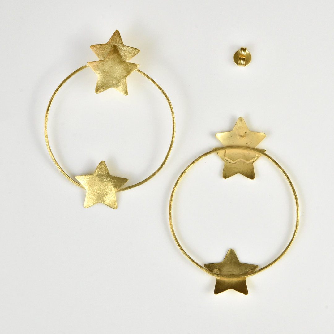 Star Hoop Earrings in Gold Tone - Goldmakers Fine Jewelry