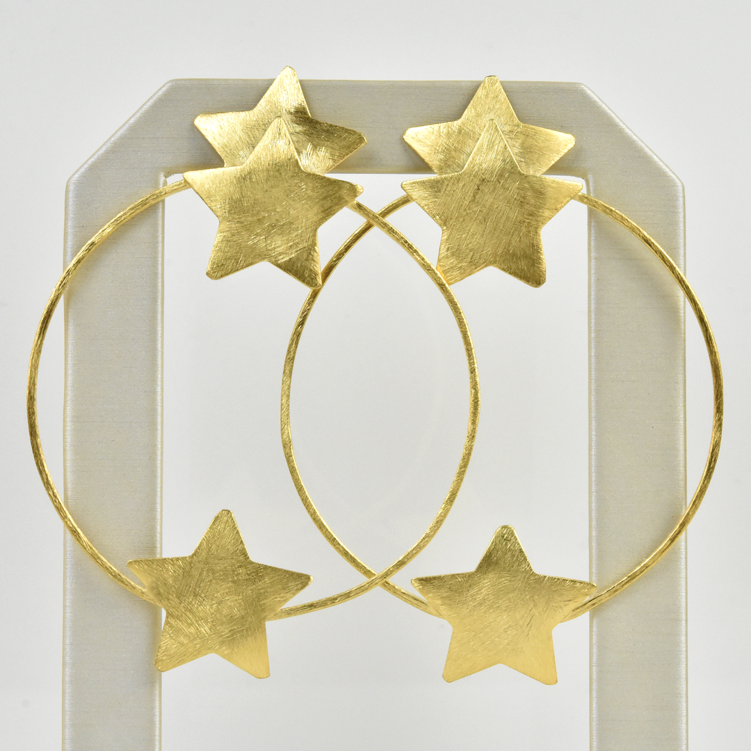 Star Hoop Earrings in Gold Tone - Goldmakers Fine Jewelry