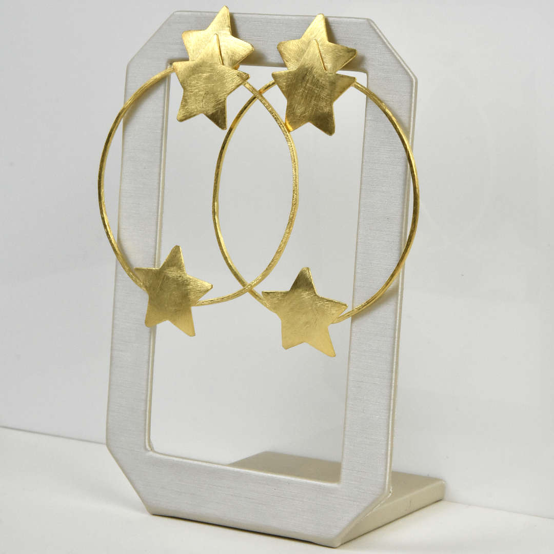 Star Hoop Earrings in Gold Tone - Goldmakers Fine Jewelry