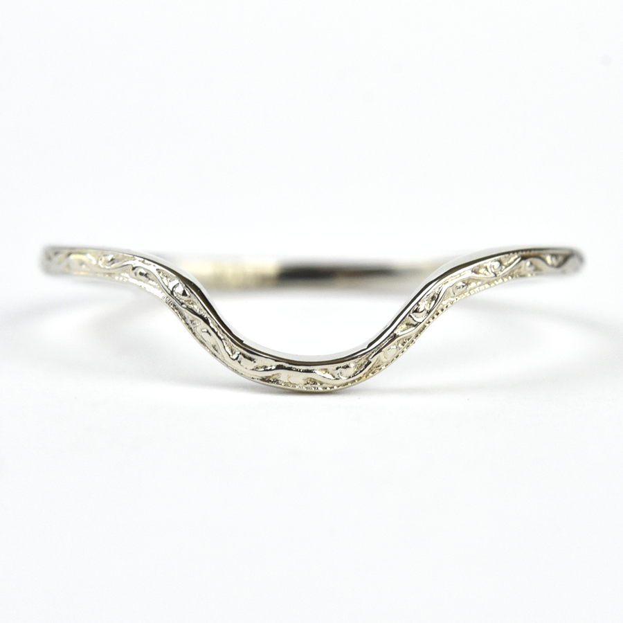 Creeping Vine Vintage Style White Gold Band - Goldmakers Fine Jewelry