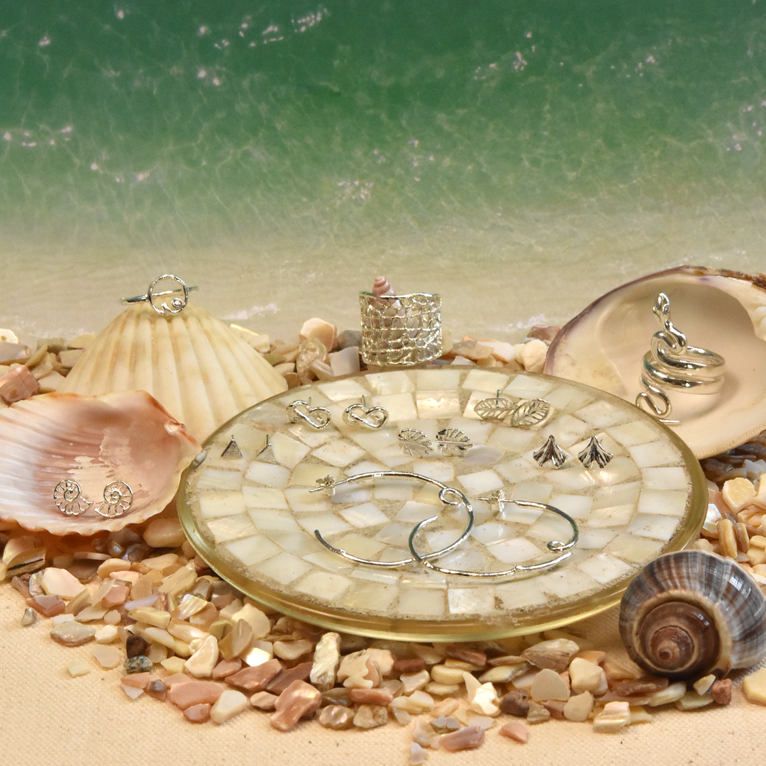 Sterling Silver Koa Triangle Studs - Goldmakers Fine Jewelry