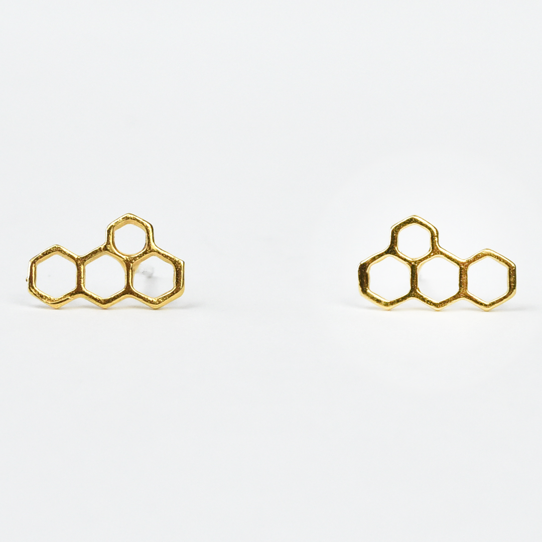 Vermeil Honeycomb Studs - Goldmakers Fine Jewelry