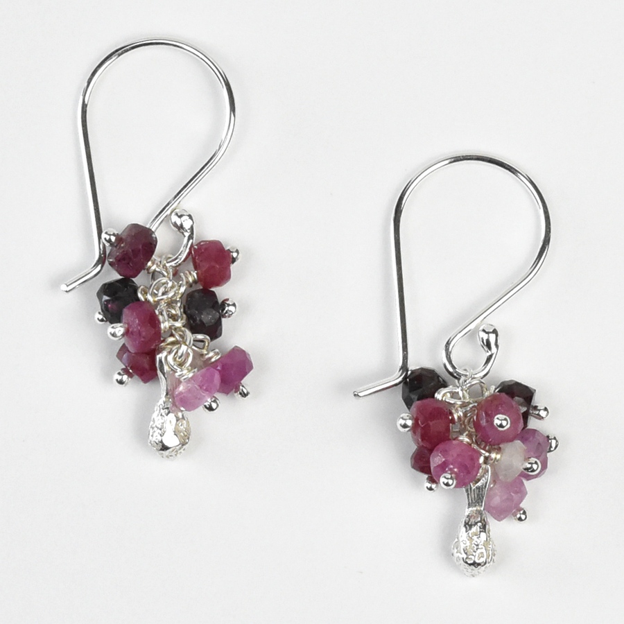 Mini Ruby Pod Cluster Earrings - Goldmakers Fine Jewelry