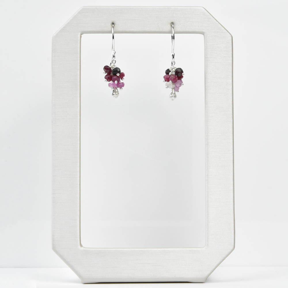 Mini Ruby Pod Cluster Earrings - Goldmakers Fine Jewelry