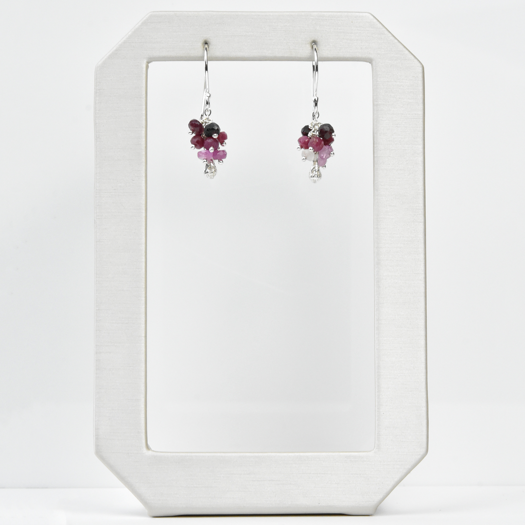 Mini Ruby Pod Cluster Earrings - Goldmakers Fine Jewelry