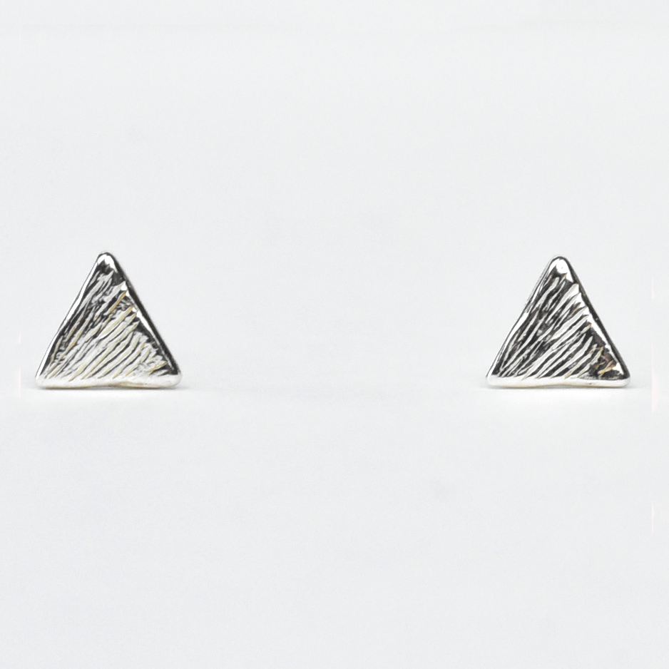 Sterling Silver Koa Triangle Studs - Goldmakers Fine Jewelry