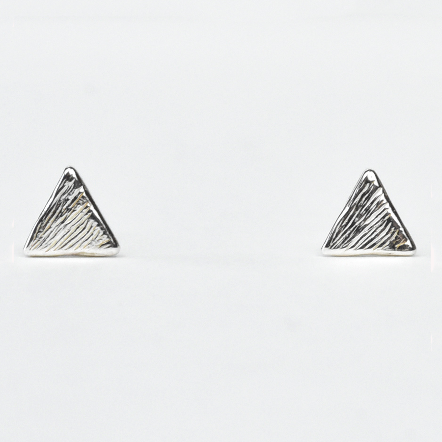 Sterling Silver Koa Triangle Studs - Goldmakers Fine Jewelry