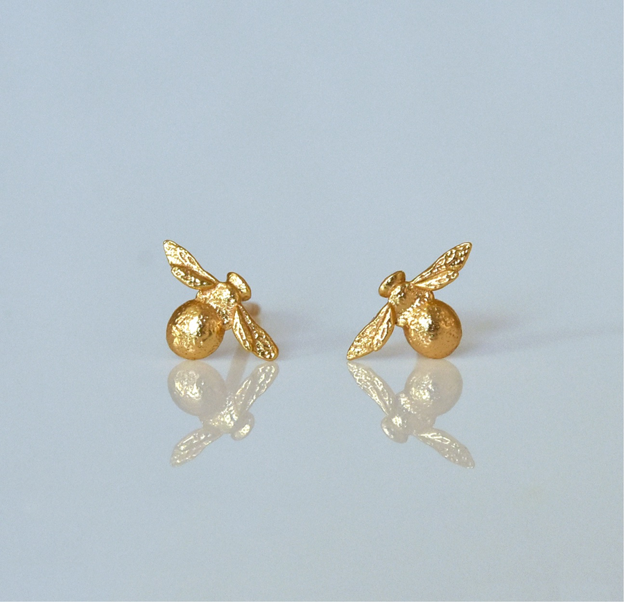 Vermeil Bee Post Earrings - Goldmakers Fine Jewelry