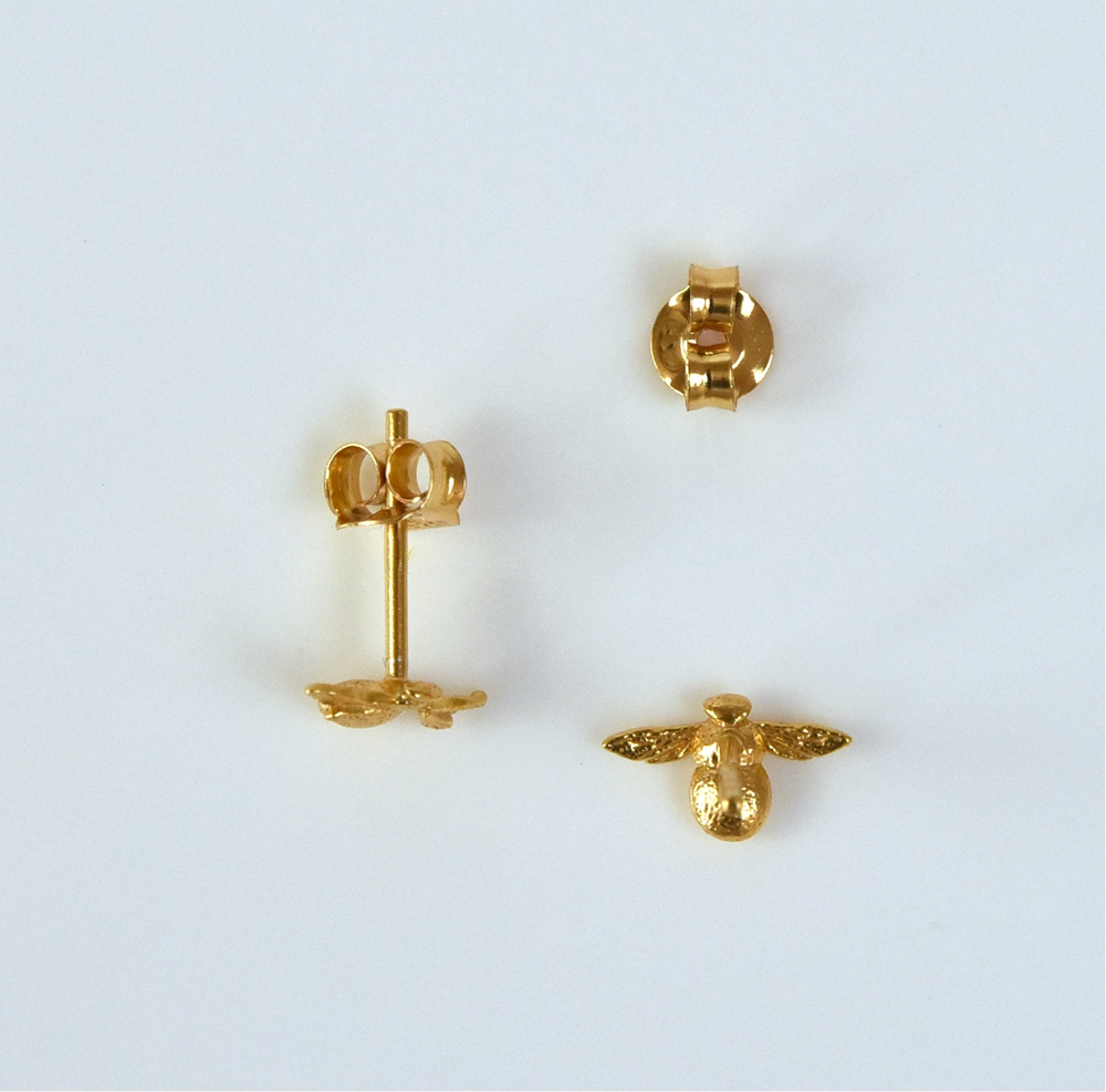 Vermeil Bee Post Earrings - Goldmakers Fine Jewelry