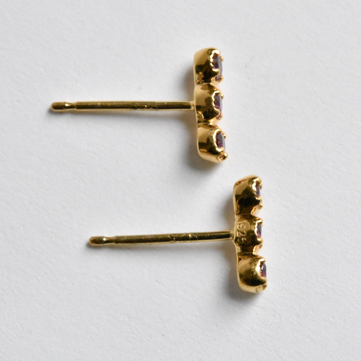 Rhodolite Garnet Post Earrings in Gold - Goldmakers Fine Jewelry