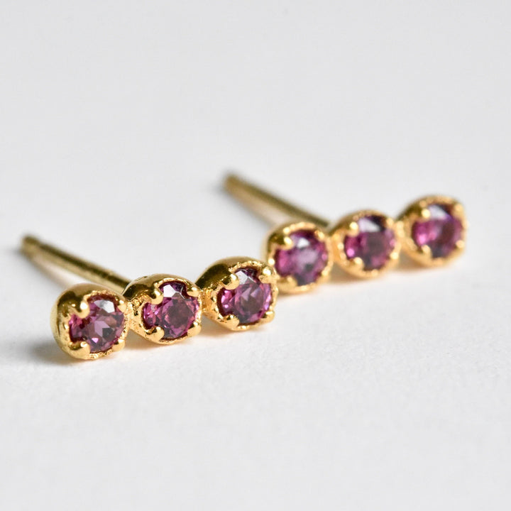 Rhodolite Garnet Post Earrings in Gold - Goldmakers Fine Jewelry