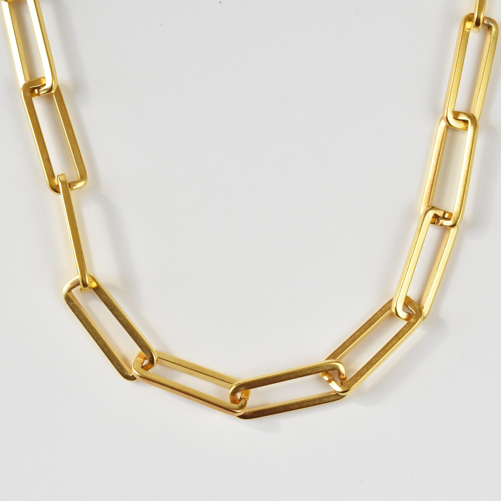 Short Paperclip Chain Necklace - Goldmakers Fine Jewelry