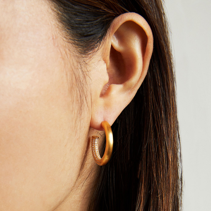 Signature Pave Small Hoops - Goldmakers Fine Jewelry